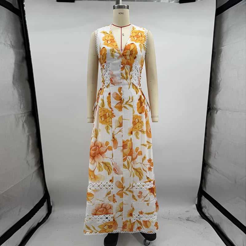 Summer Backless Print Dress for Women
